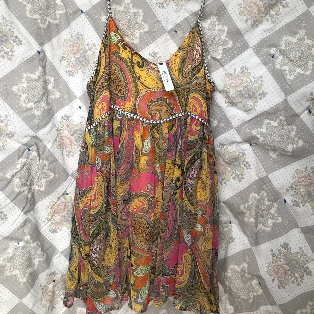 Ark & co chiffon tunic/dress w braided straps